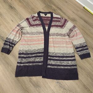 Torrid Women's‎ Plus 4 4X Knit Open Front Long Cardigan Pink Purple Striped EUC